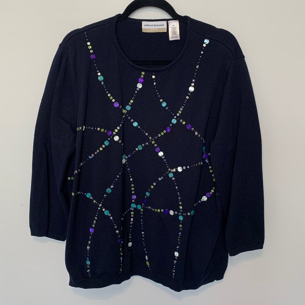 ALFRED DUNNER SCOOP NECK 3/4 SLEEVE SWEATER SIZE 2X